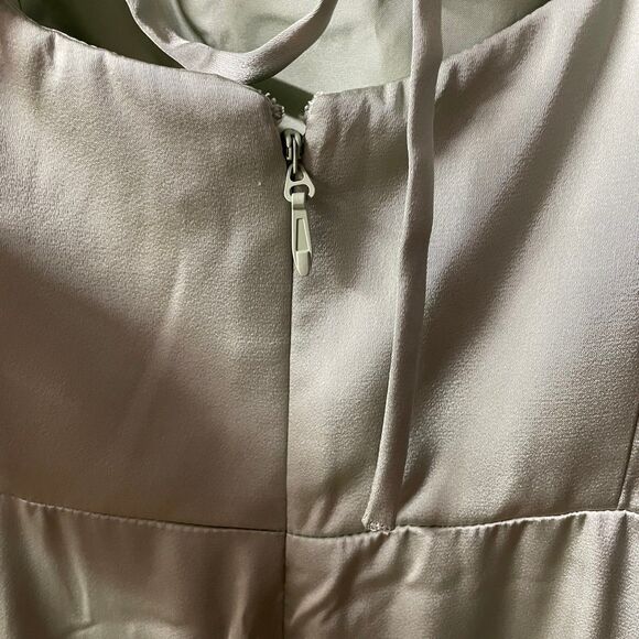 Azazie Dusty Sage A-Line Satin Maxi Dress NWT Size A16 - Picture 7 of 12